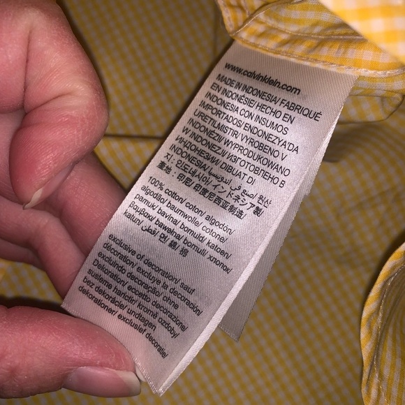 Calvin Klein Small Extra Fine Cotton Slim Fit Dress Shirt Yellow Plaid NWT - Picture 5 of 9